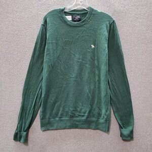 Abercrombie & Fitch Men Sweater Medium Green 100% Pima Cotton‎ Logo Embroidered